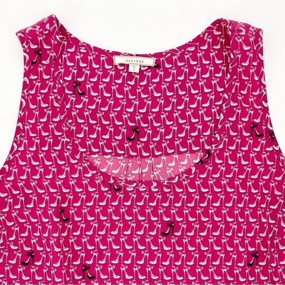 Pleione Women’s Pink Stiletto Print High-Low Tank Top - Picture 4 of 9